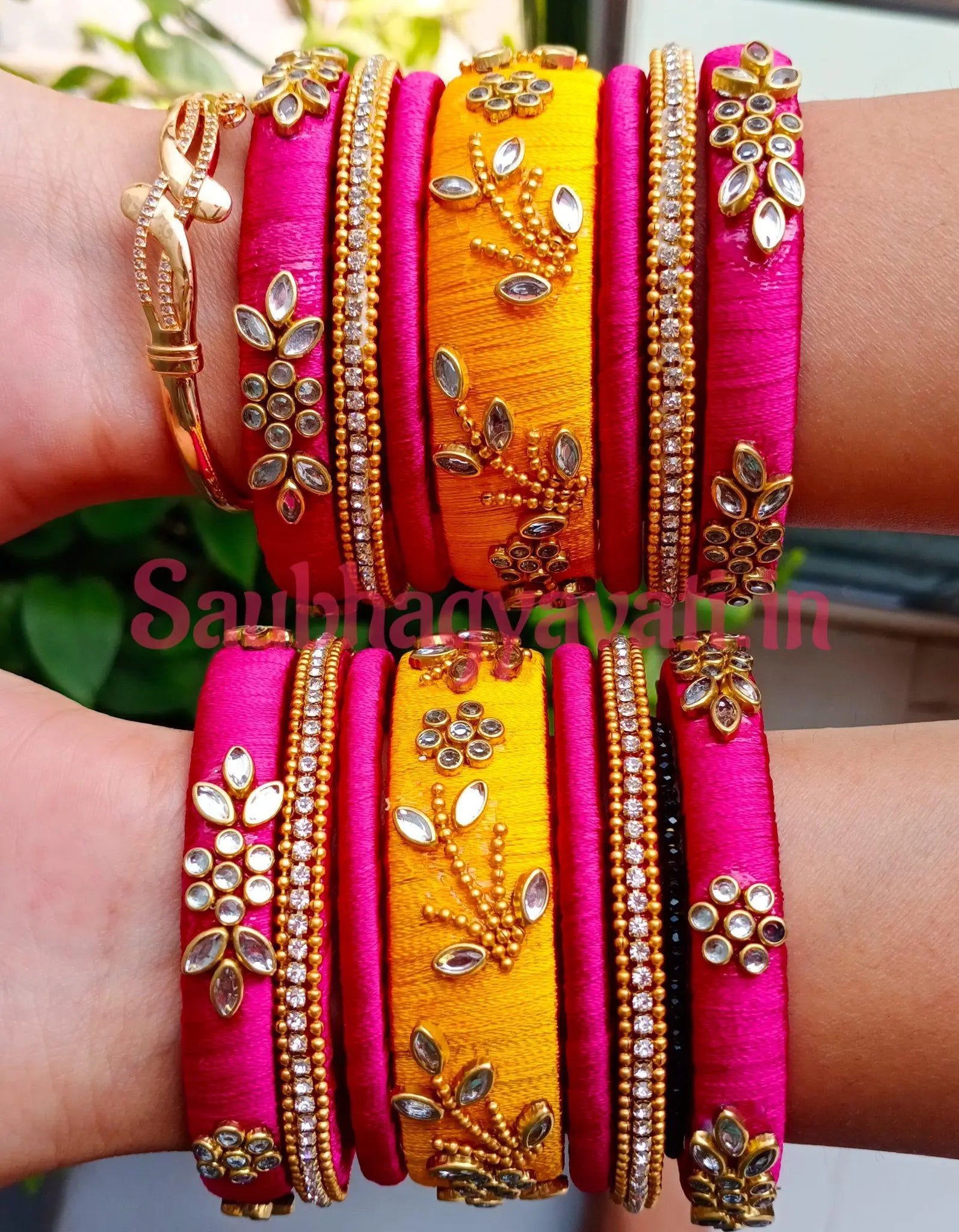 Silk Thread Bangles in 2 Colors - Saubhagyavati.in