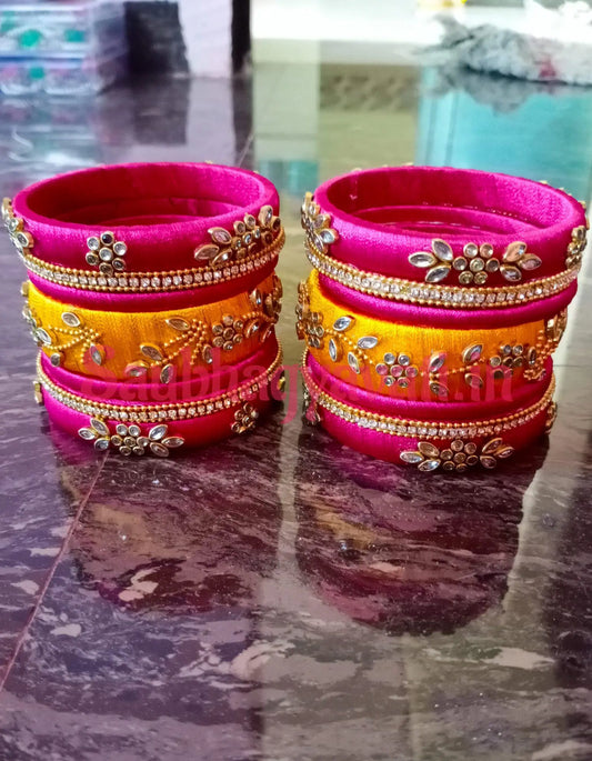 Silk Thread Bangles in 2 Colors - Saubhagyavati.in