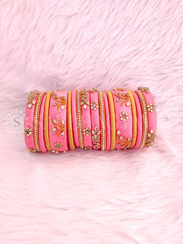 Silk thread store kundan bangles