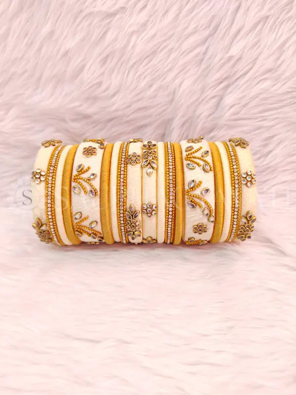 Silk thread clearance bangles kundan work