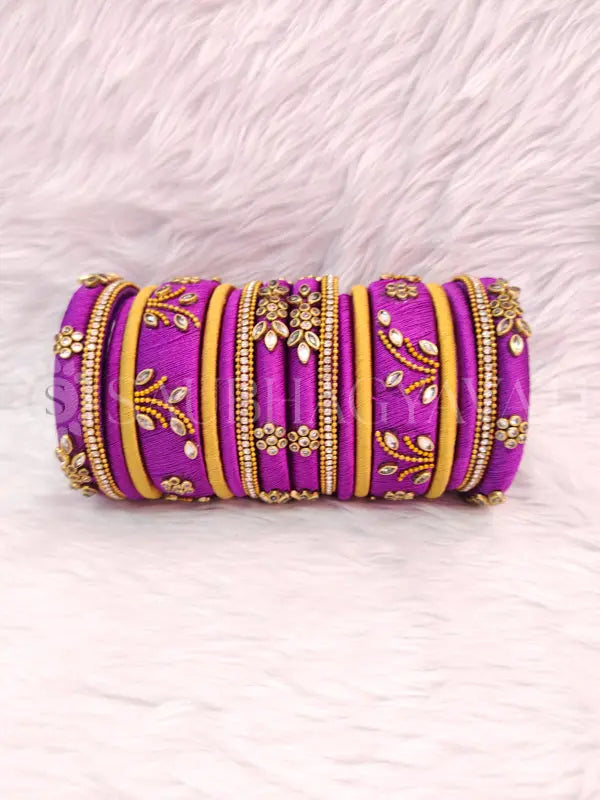 Silk thread deals kundan bangles design