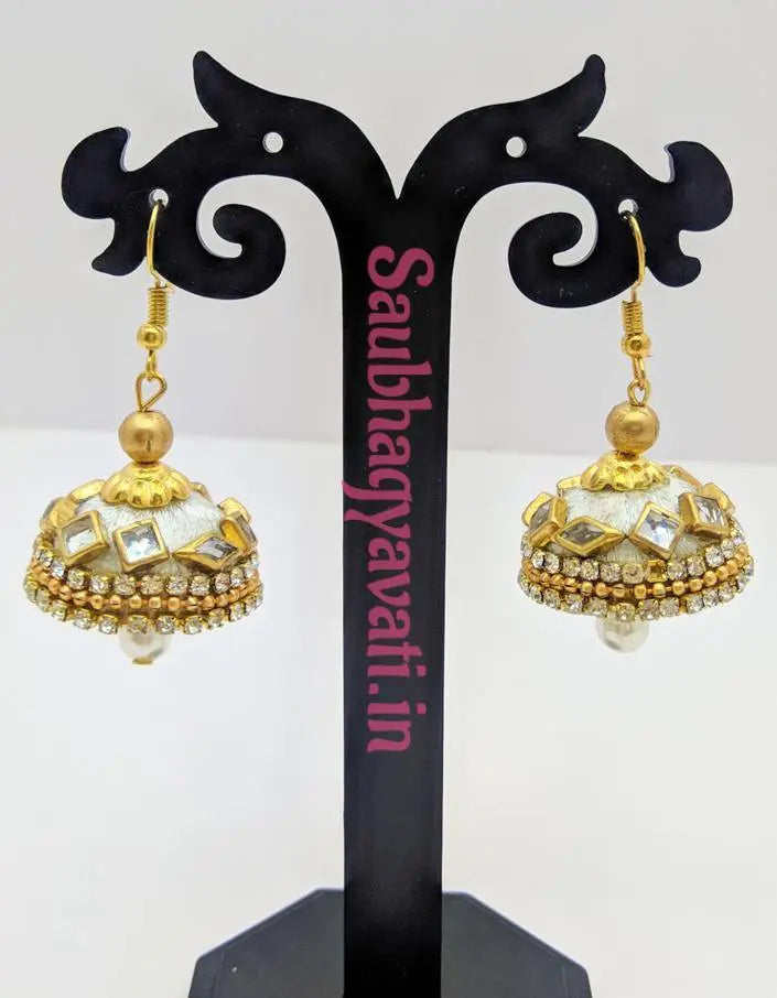 Kundan silk thread on sale earrings