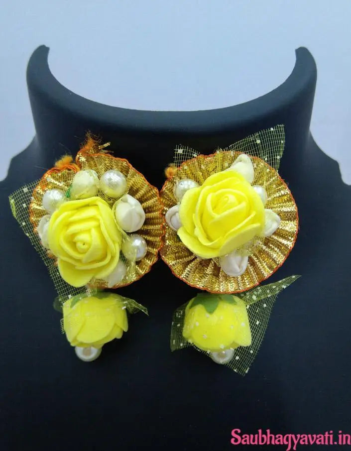Yellow Flower jewellery Set Haldi Ceremony or Baby Shower - Saubhagyavati.in