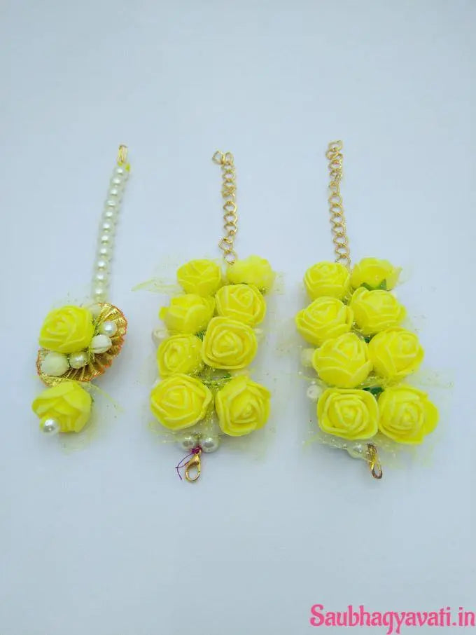 Yellow Flower jewellery Set Haldi Ceremony or Baby Shower - Saubhagyavati.in