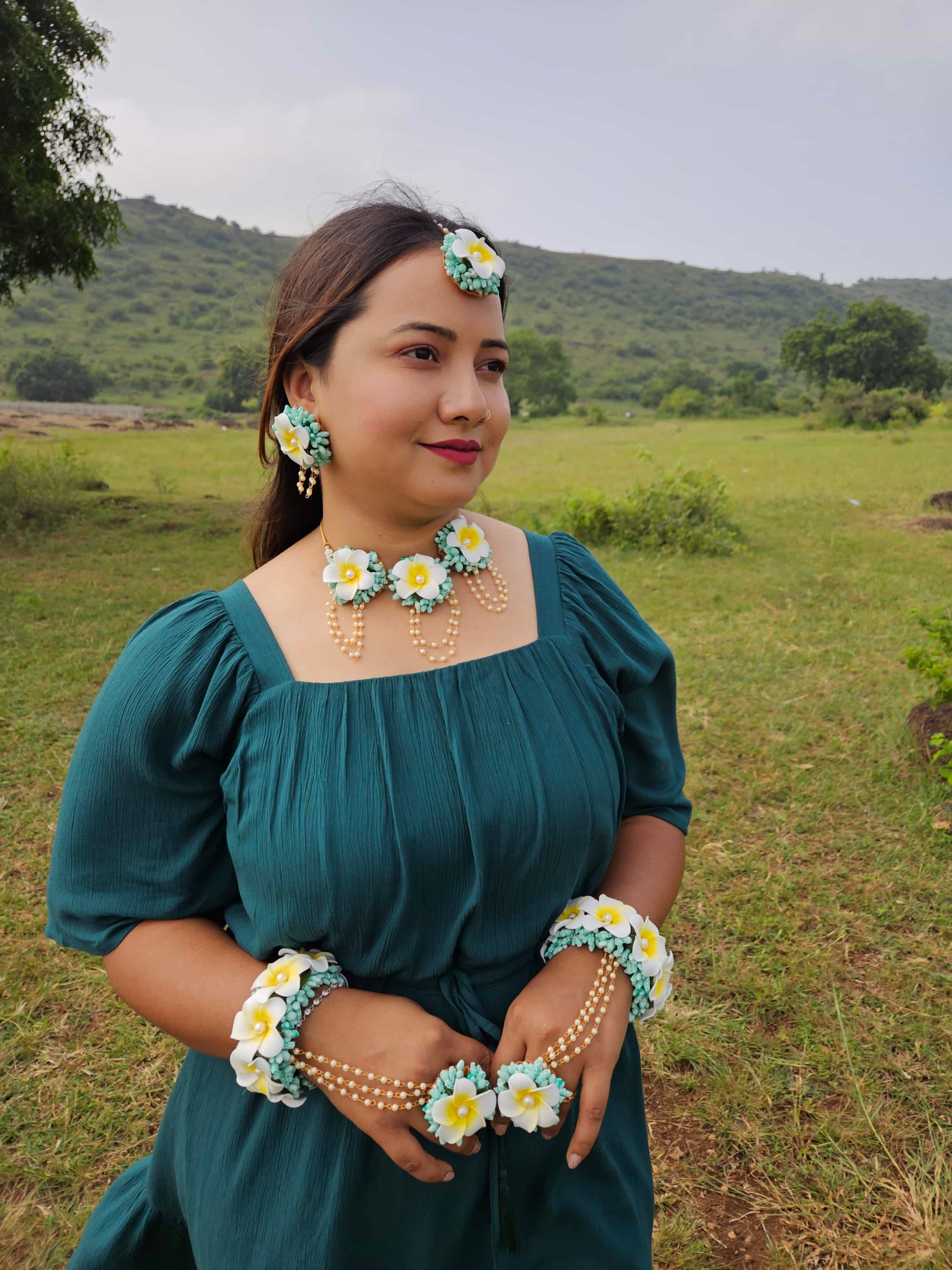 Champa Flower Jewelry Set for Haldi, Mehndi & Wedding