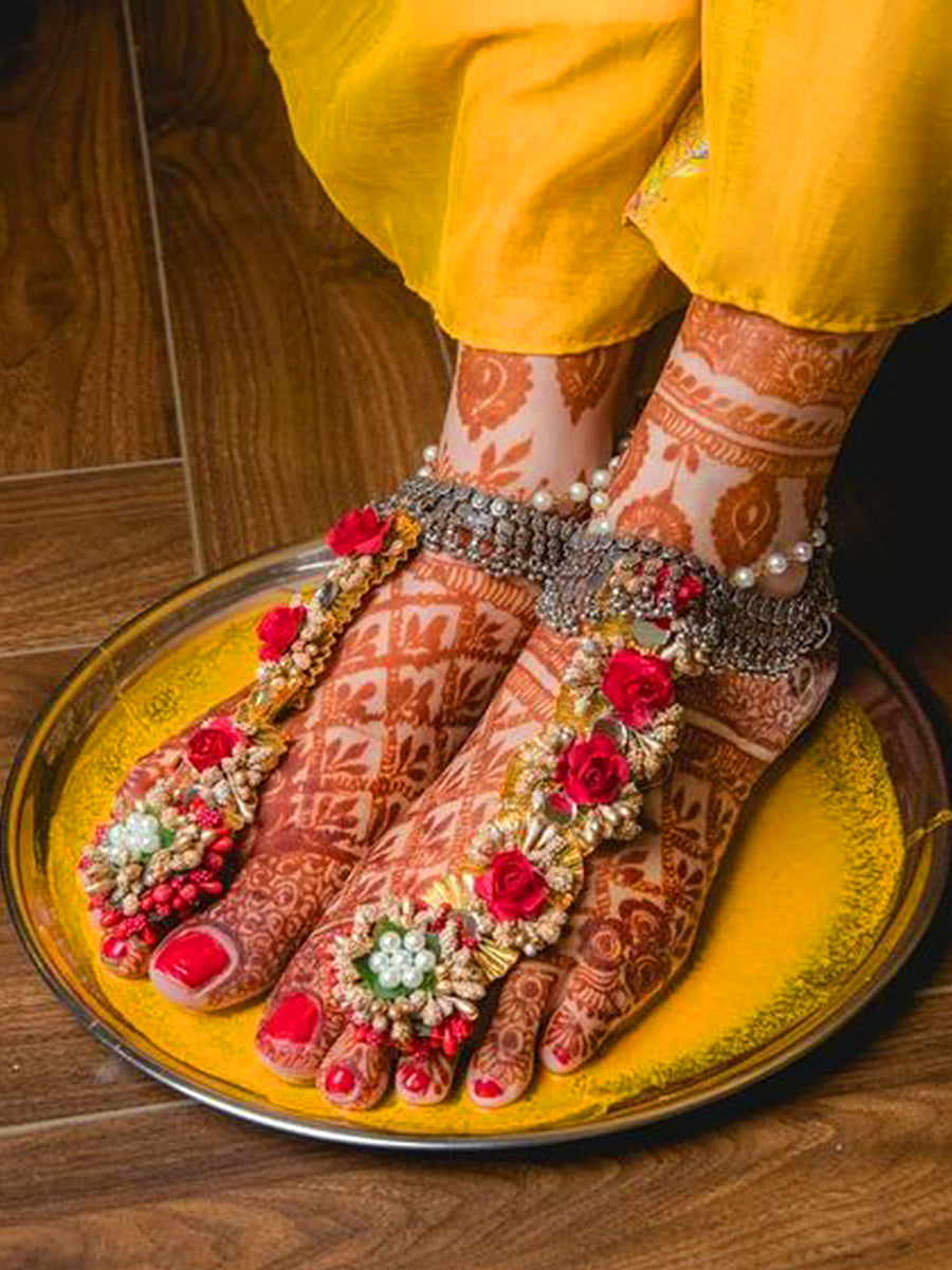 Flower Feet jewellery for Haldi and mehndi Saubhagyavati.in