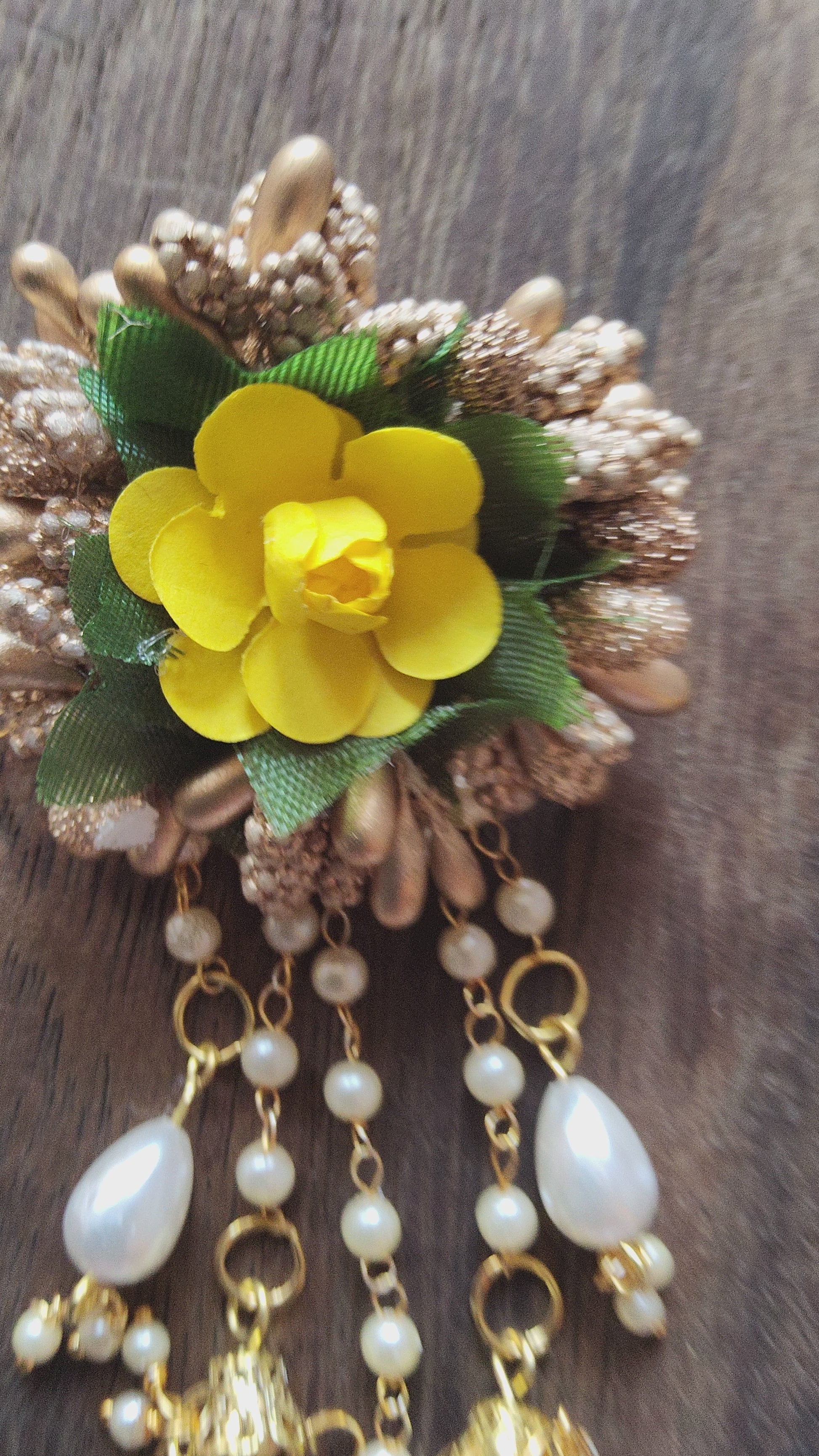 Elegant Yellow Bahubali Flower Jewelry Set for Weddings & Festive Celebrations