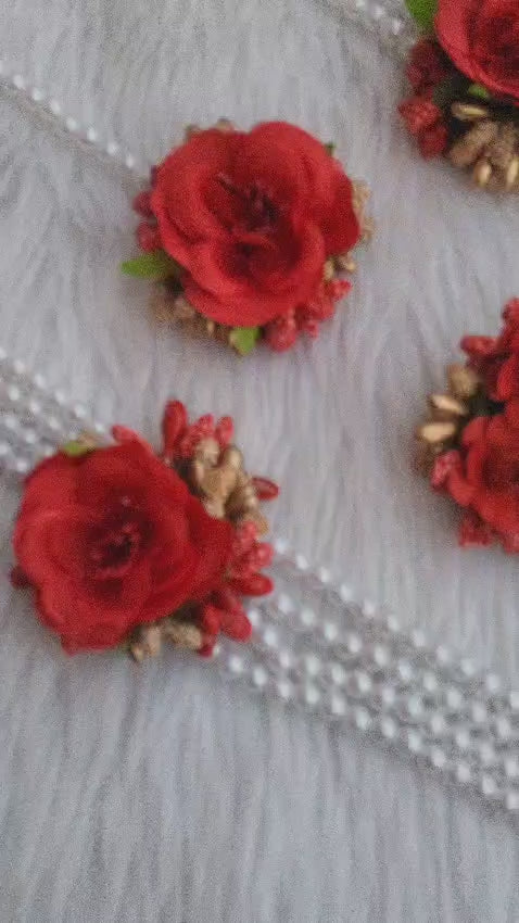 Fiery Petals: Hot Red Flower Jewelry for Baby Shower Elegance