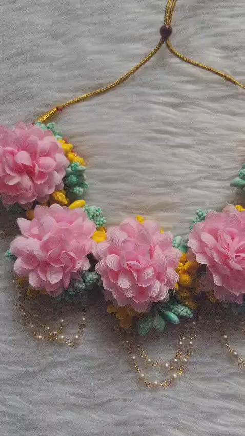 Beautiful delight multicoloured flowers jewellery for haldi