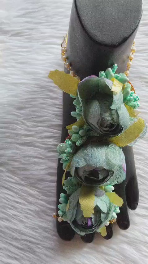 Teal color Feet jewellery for bride