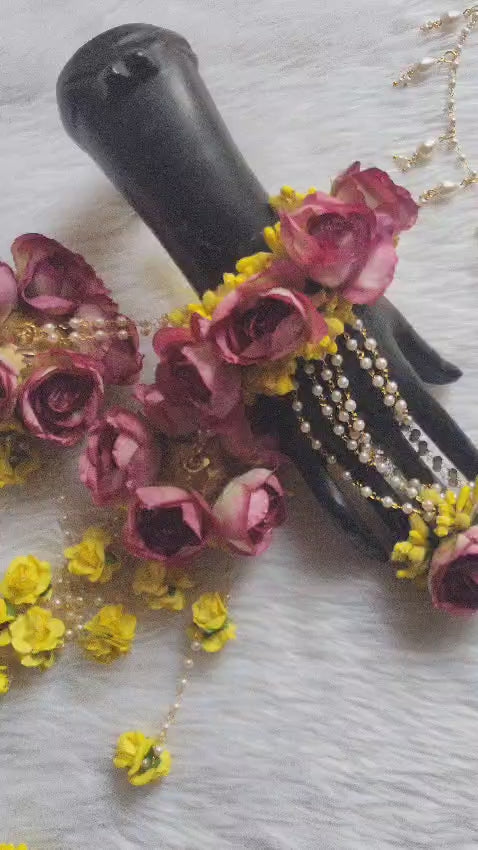 Blooming Beauties The Symbolism and Artistry of pink or brown Flower Jewelry for Haldi and Baby Showers