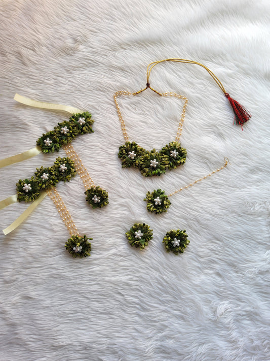 Green Color Flower Jewellery for Wedding Saubhagyavati.in