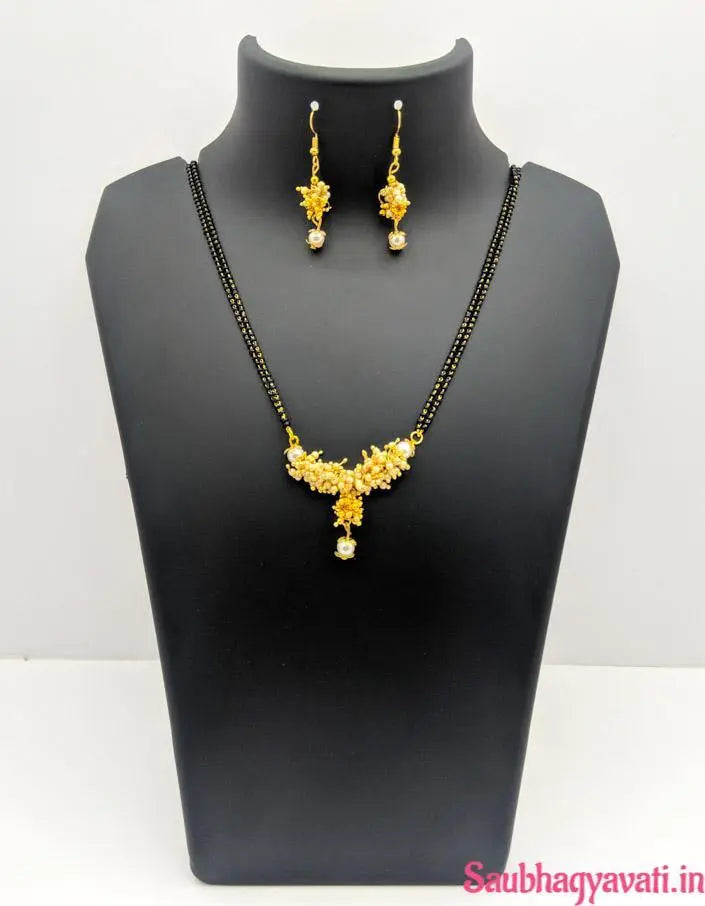 Loreal Pearl Mangalsutra with Matching Earrings Saubhagyavati.in